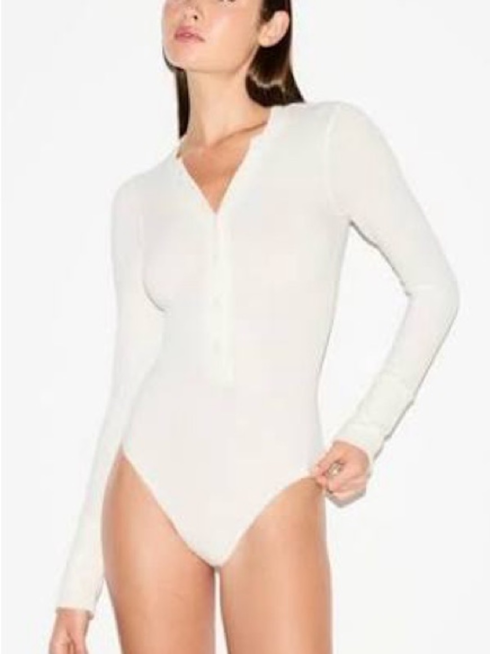 SKIMS Marble Cotton Jersey Long Sleeve Henley Bodysuit size XL NWT